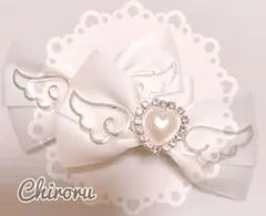 エンジェルハートヘアクリップ(ホワイト)りぼん 白 天使の羽 量産型 可愛い