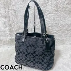 coach y2k コーチ トートバッグ シグネチャー 黒 キャンバス レザー