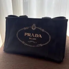 最終お値下げです！ PRADA カナパ　Mサイズ　黒 キャンバス トートバッグ
