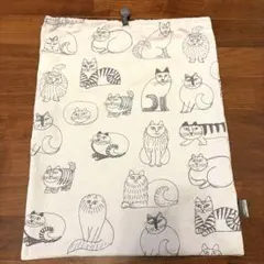 Lisa Larson 猫柄 巾着ポーチ　スケッチねこたちのサムネイル