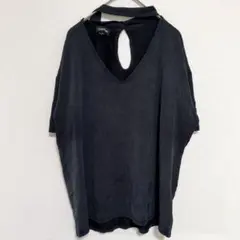 bebe【M】ブラック チョーカー風 Tシャツ カットソー 半袖 難あり 黒