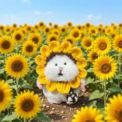 なりきり ひまわり帽子 ひまわりの種ポシェット はむにぎりのサムネイル