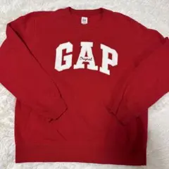 GAP 古着　長袖　スウェット 裏起毛　刺繍　アメカジ 赤