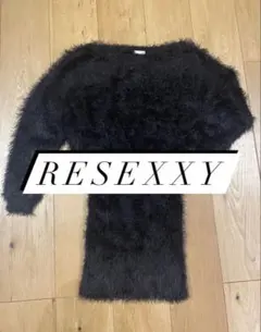 RESEXXY ブラック　 シャギー ニット ミニワンピース タイト 長袖　黒