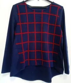 coral　コーラルネイビーと赤のチェック柄長袖トップス
