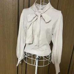GRL ニット　リボン付き　パフスリーブ