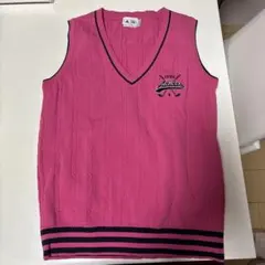 adidas ピンク Vネック ベスト