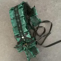 【上品な緑色】ロリータ ヘッドドレス 髪飾り リボン フリル レース ゴスロリ