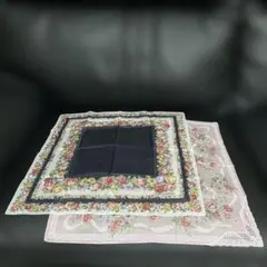 新品未使用 マリオヴァレンティノ 花柄ハンカチ2枚44.5x44.5cm#高級感