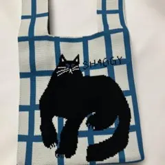 またお値下げ❣️新品未使用❣️黒猫デザイン ニットトートバッグ　両面プリント❣️