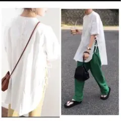 【クラシカルエルフ】サイドリボンヘンリーブラウスバックボタンドレスシャツインド製