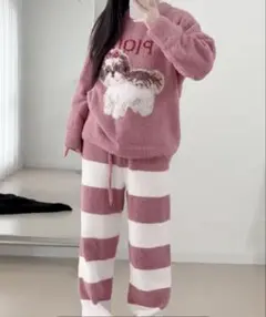 新品！ジェラピケお好きな方に！シーズーのプルオーバーふわもこ上下セットピンク