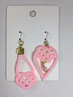 203 淡路結びとハート型 ピアス イヤリング