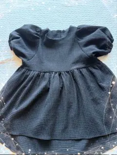 coca パフスリーブ トップス シアー ペプラム ブラック 黒 パフスリーブ