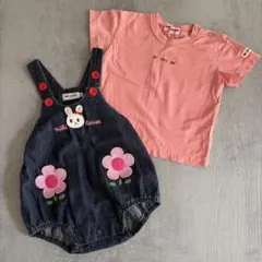 ミキハウス　うさこ　デニム　レトロ　半袖Tシャツ　ロンパース