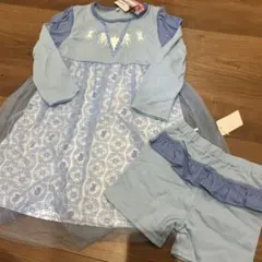 水色 長袖カットソーとショートパンツセット 120 アナ雪　ディズニー