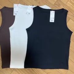 UNIQLOレディースリブボートネックノースリーブT XLサイズ新品3枚セット