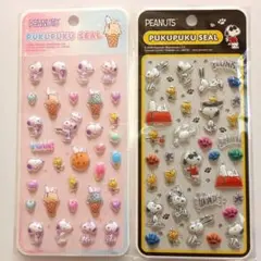スヌーピーぷくぷくシール　2点セット　ボンボンドロップ風シール　未開封