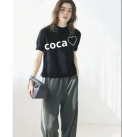 coca 半袖ニット サマーセーター プルオーバー ラウンドネック　ブラック