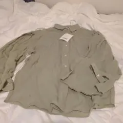 ライトカーキ 長袖ボタンシャツ XL