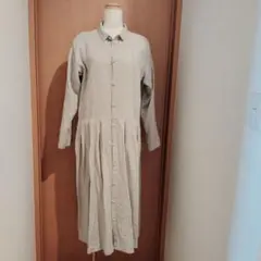 リネン長袖シャツワンピース