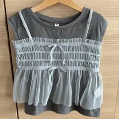 GU Tシャツ キャミソール　重ね着　グレー　Mサイズ　120 130