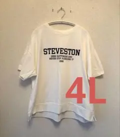 4L 白T しまむら　CLOSSHI　ロゴプリント 半袖Tシャツ ホワイトのサムネイル