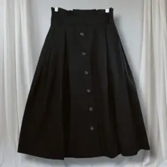 INGNI イング 黒ロングフレアスカート M 前ボタン風 ウエストゴム きれい