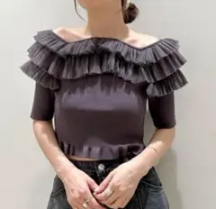 SNIDEL Sustainableチョーカーディティールニットプルオーバー