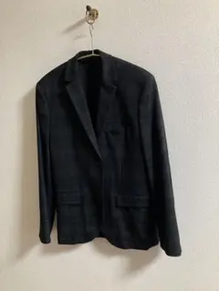 【 H&M 】春物＊テーラードジャケット 黒グレーチェック　肘パッチ