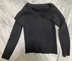 オフショルダー 黒 ニットセーター L