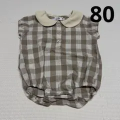美品　ペアマノン　PAIR MANON ロンパース 80cm ギンガムチェックのサムネイル