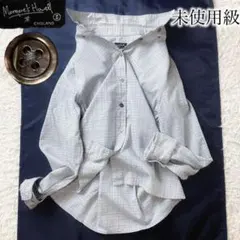 1未使用級 マーガレットハウエル VINTAGE チェックシャツ 黒蝶貝ボタンのサムネイル