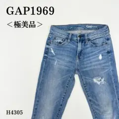 【極美品】ギャップ1969 スキニーデニムパンツ ダメージ加工 S相当 ブルー