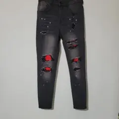 usdrip ukdrip ブラックダメージデニム ピンクダメージ加工 S | Mercari