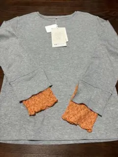 SUNNY HOUSE 旬感Tシャツ 長袖 グレー×オレンジ