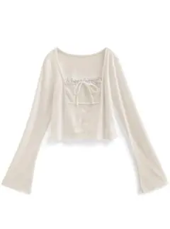 M*︎様 レイヤード風スクエアネックレースリブトップス