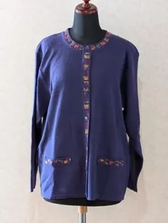 レディース　カーディガン風セーター　長袖　Mサイズ 　パープル系　おしゃれ♪