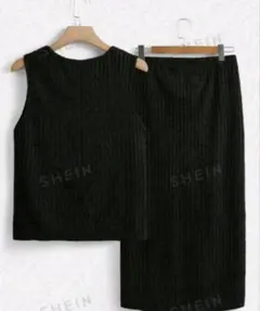ロングスカートタンクトップのセットアップ　2XL 黒