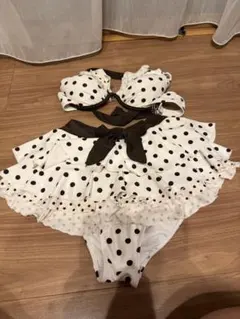 ru 水着 みずたま模様 白 茶 ビキニのサムネイル