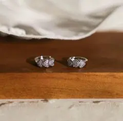 No.178 高品質三連ハートフープピアス　キラキラ