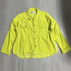 ZARA 蛍光イエロー コーデュロイシャツ　ジャケット