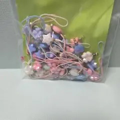 カラフルチャームストラップ金具セット 約43個 星、ハート、クローバー　ミックス