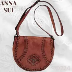 【ANNA SUI】アナスイ レザー ショルダーバッグ フラワー刺繍 スタッズのサムネイル