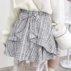 INGNI イング　バックリボンツイードフレアスカパン スカート