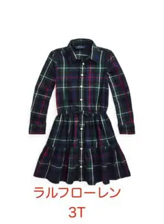 ラルフローレン　チェック　長袖ワンピース　ロゴ入り　100 95 90