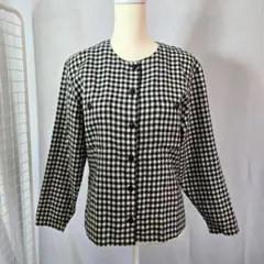ギンガムチェック柄　長袖シャツ　ブラウス