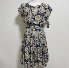 ヴィンテージ 花柄 総柄 リボン付き フレンチスリーブワンピース 80s 90s