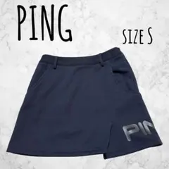 PINGピン ゴルフウェアスカート ロゴプリント 裏起毛 ストレッチ 紺サイズSのサムネイル