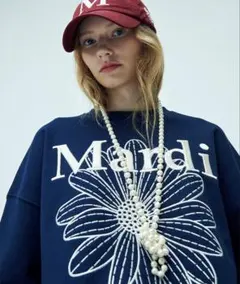 Mardi Mercredi スウェットシャツ ネイビー×ホワイト